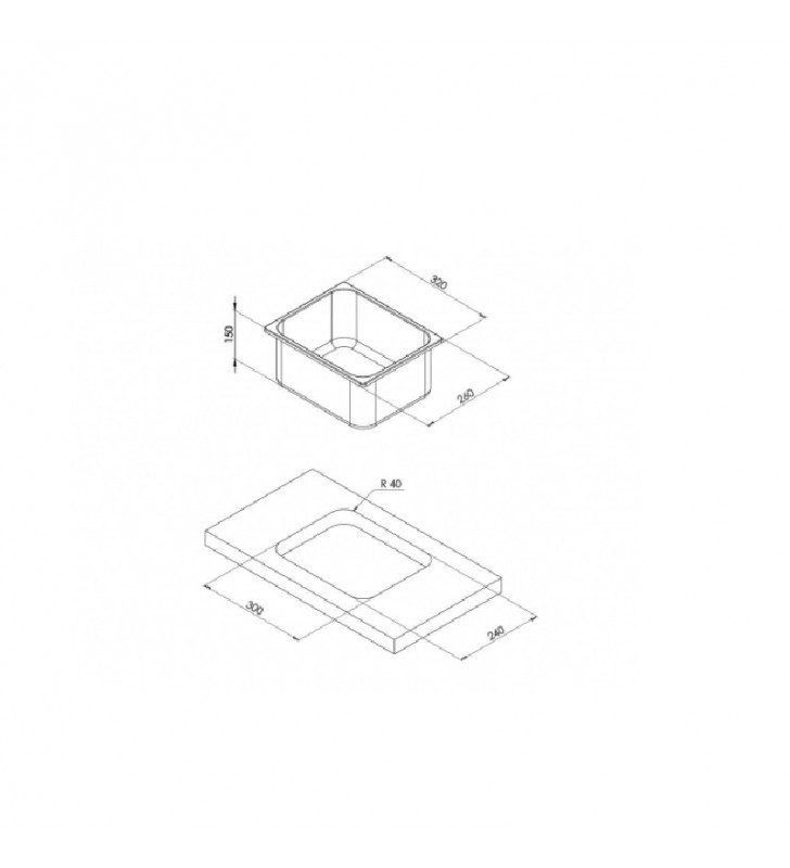Medidas de Fregadero inox 320 x 260mm Can