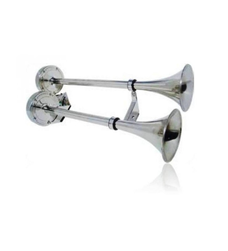 Bocina eléctrica trompeta doble inox 12 V