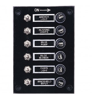 Panel de 6 interruptores de palanca con fusible