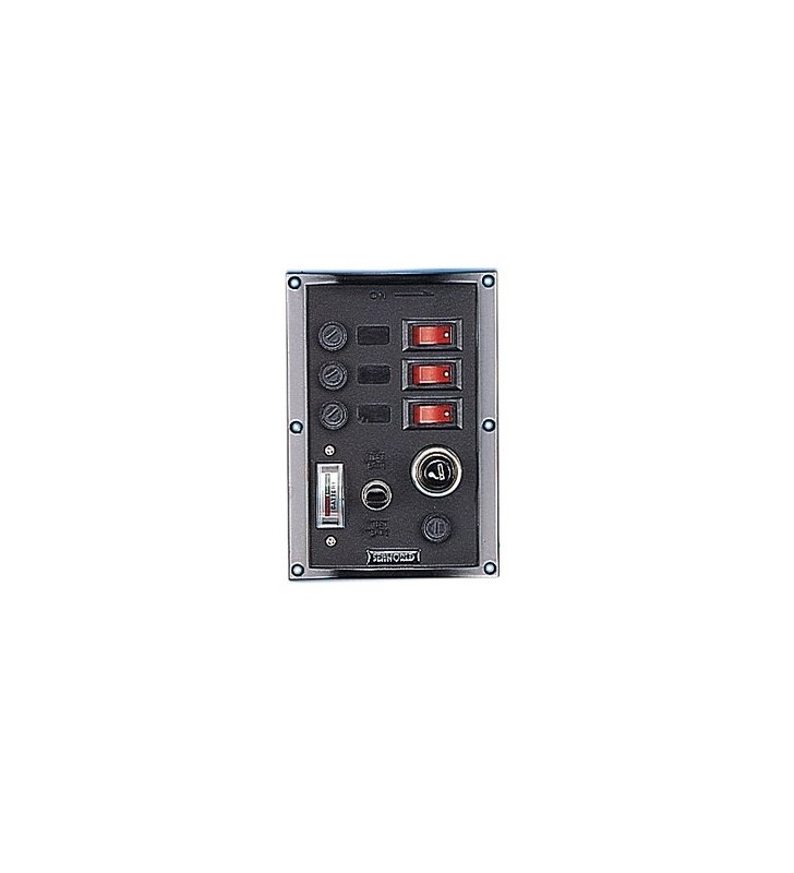 Panel 3 interruptores y tester con toma 12V