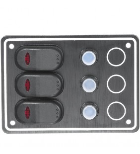 Panel 3 interruptores iluminados led con fusible