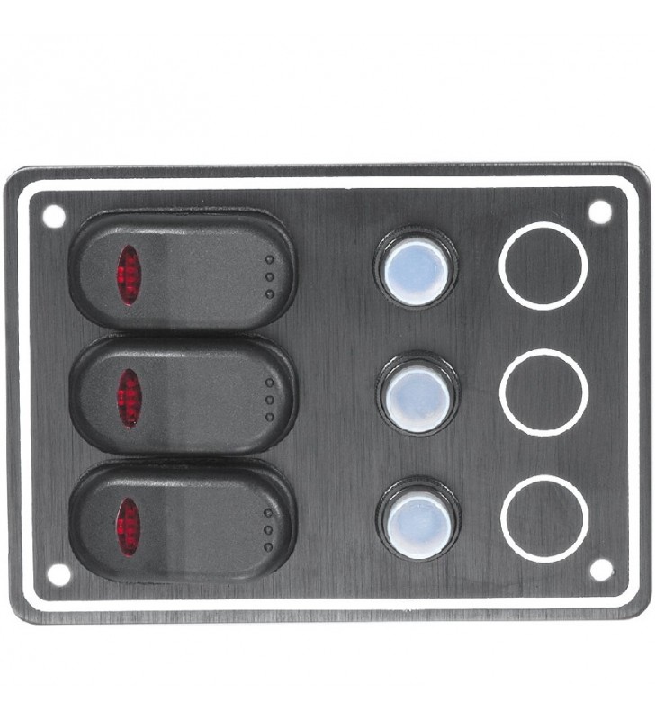 Panel 3 interruptores iluminados led con fusible