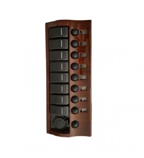Panel 8 interruptores y toma 12 V madera