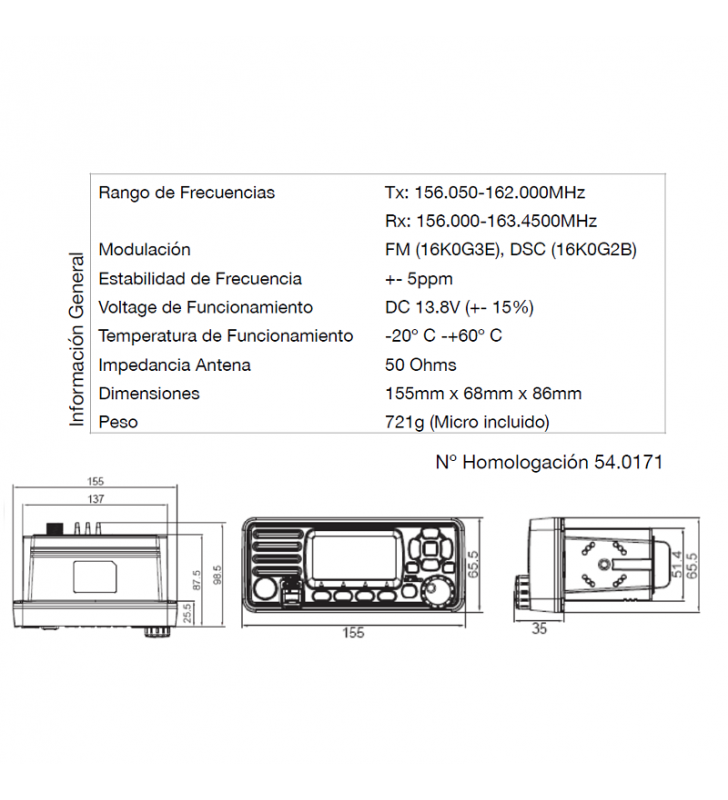 Emisora VHF con GPS Nype CAL 101