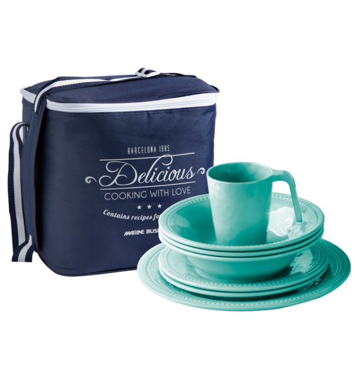 Pack vajilla Harmony Acqua 4 servicios + cesta
