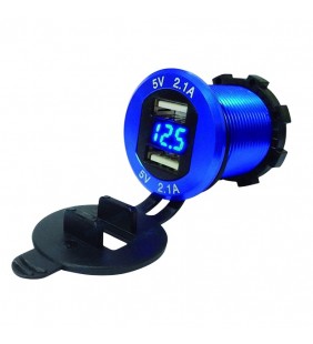 Enchufe cargador USB con voltímetro