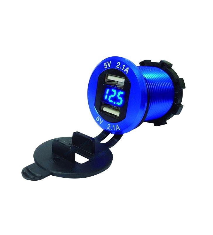 Enchufe cargador USB con voltímetro