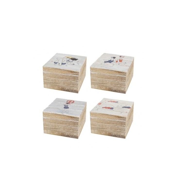 Caja de madera bañistas
