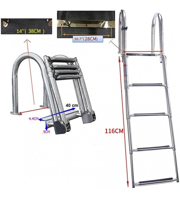 Escalera telescópica inox con barandilla