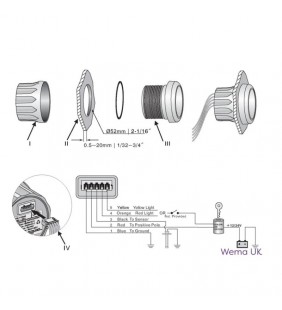 Esquema de instalación de Indicador temperatura motor inox negro