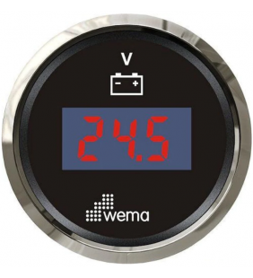 Voltímetro digital 12/24V WEMA inox negro.