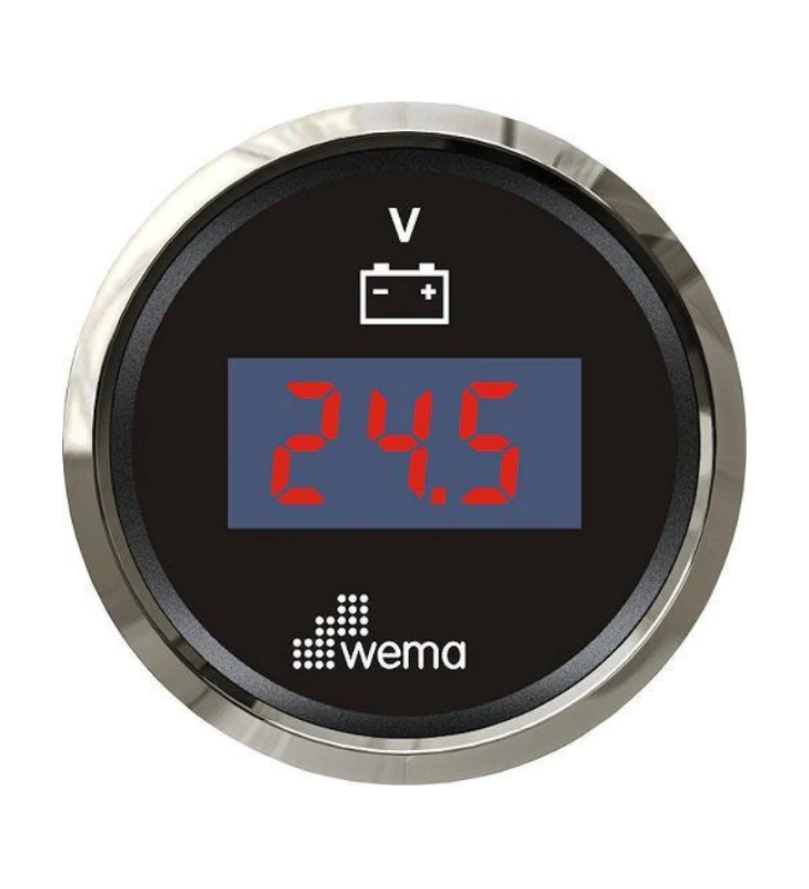 Voltímetro digital 12/24V WEMA inox negro.