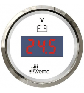Voltímetro digital 12/24V WEMA Inox/Blanco.