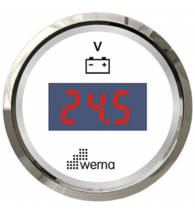 Voltímetro digital 12/24V WEMA Inox/Blanco