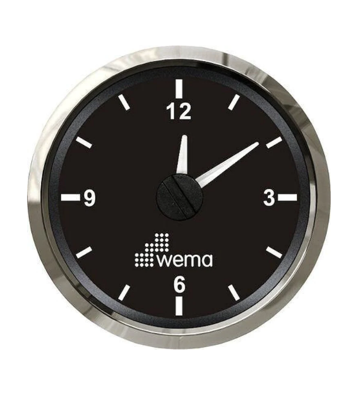 Reloj horario de salpicadero WEMA inox negro
