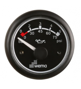 Indicador presión de aceite WEMA negro 0-5 BAR