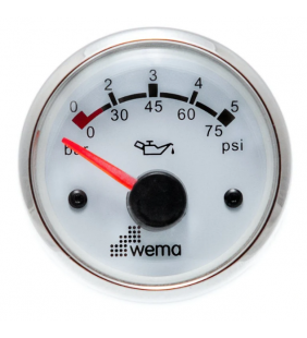 Indicador presión de aceite WEMA inox blanco 0-5 BAR