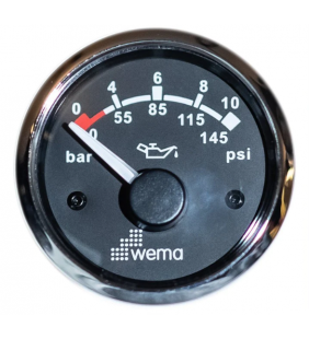 Indicador presión de aceite WEMA inox negro 0-10 BAR