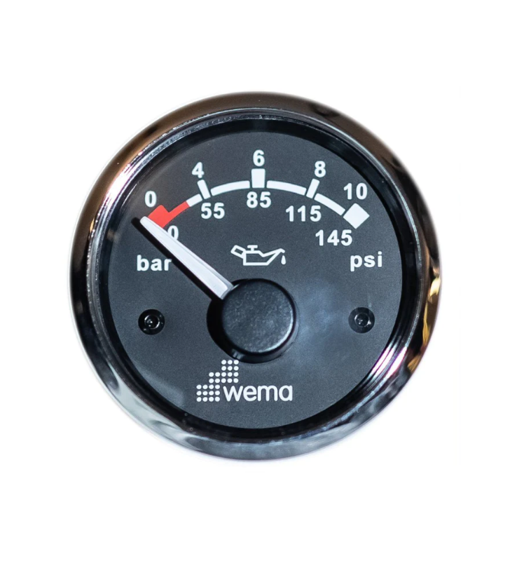Indicador presión de aceite WEMA inox negro 0-10 BAR