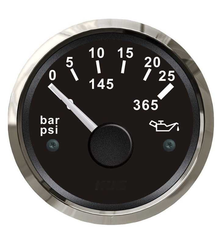 Indicador presión de aceite WEMA inox negro 0-25 BAR