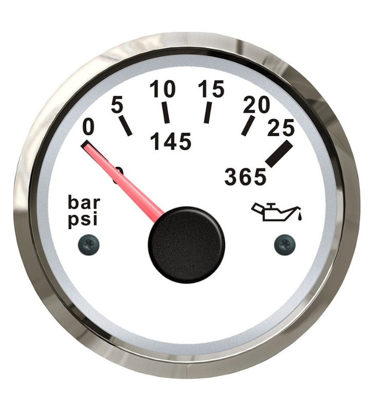 Indicador presión de aceite WEMA inox blanco 0-25 BAR
