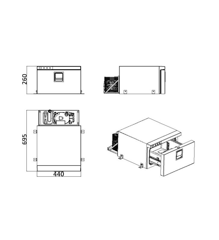 Medidas de Frigorífico Drawer 30L black Isotherm