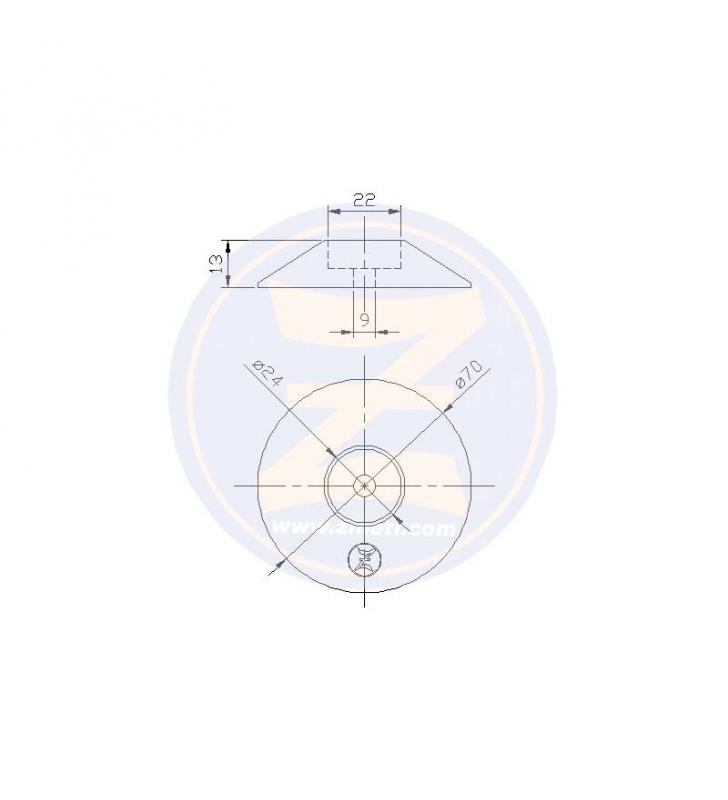 Ánodo disco individual para flaps 70mm Zineti