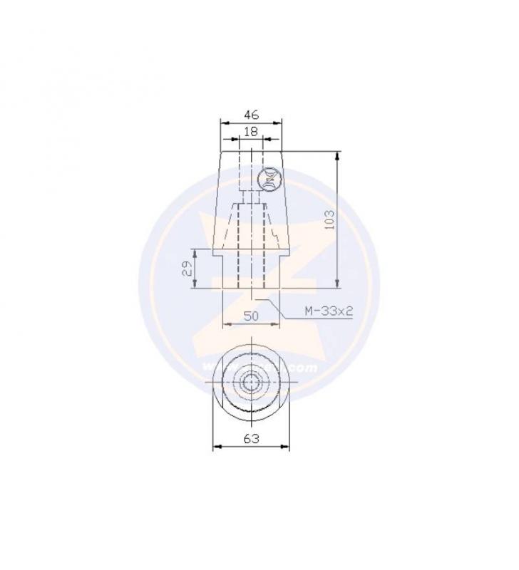 Ánodo Zineti con tuerca de latón para hélice hexagonal Radice Ø45mm