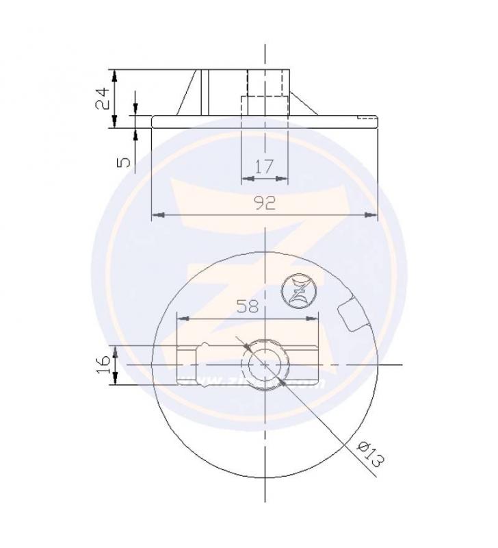 Ánodo placa circular con rosca para Mercury Zineti