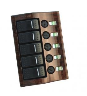 Panel 5 interruptores madera