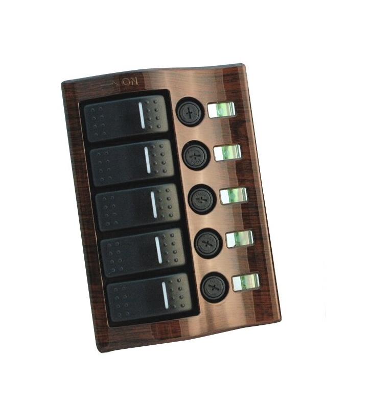 Panel 5 interruptores madera