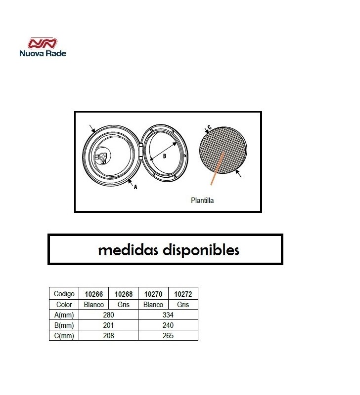 Medidas de Tambucho redondo 334 mm Ø