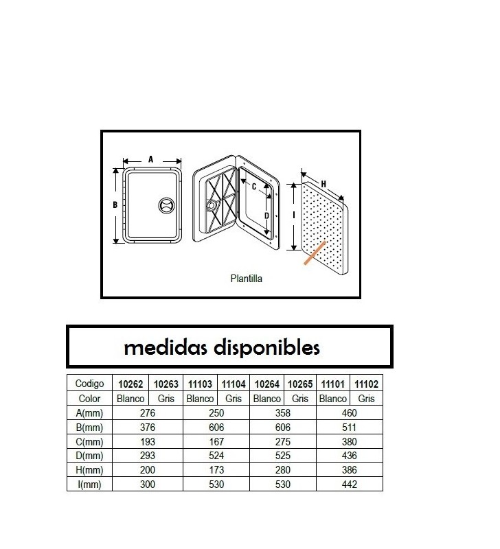 Esquema de medidas de Tambucho 276 x 376 mm