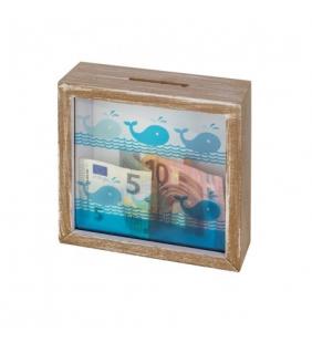 Hucha de madera ballenas