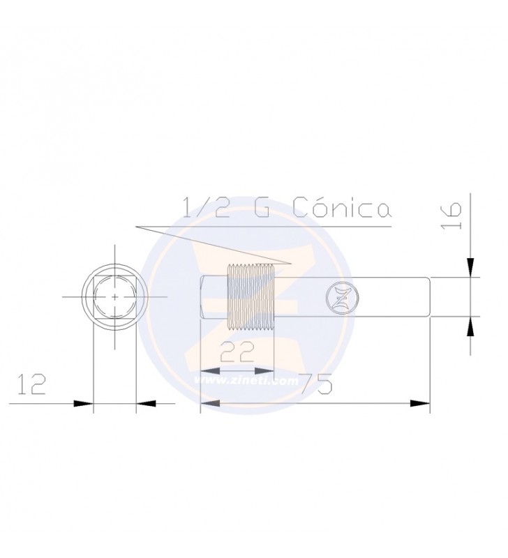 Medidas de Anodo perno 1/2 gas Zineti