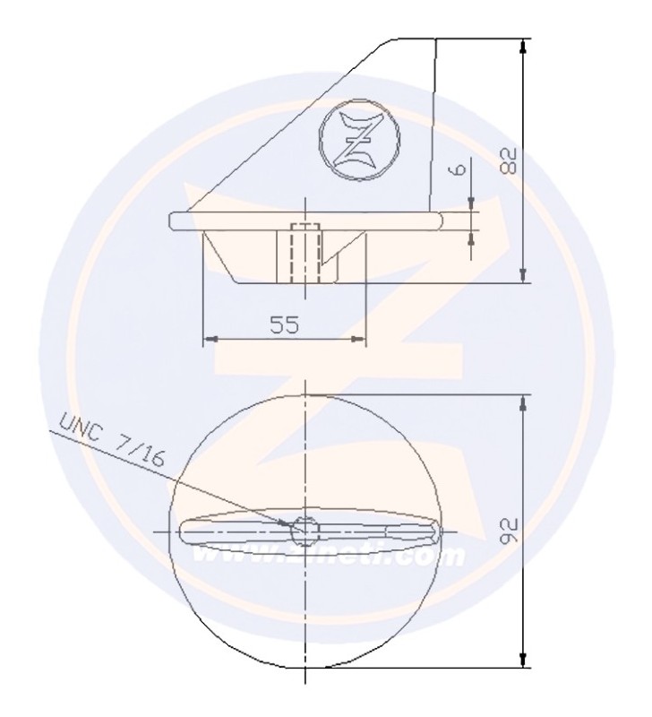 Medidas de Anodo aleta corta para fueraborda Mercury Z-4200