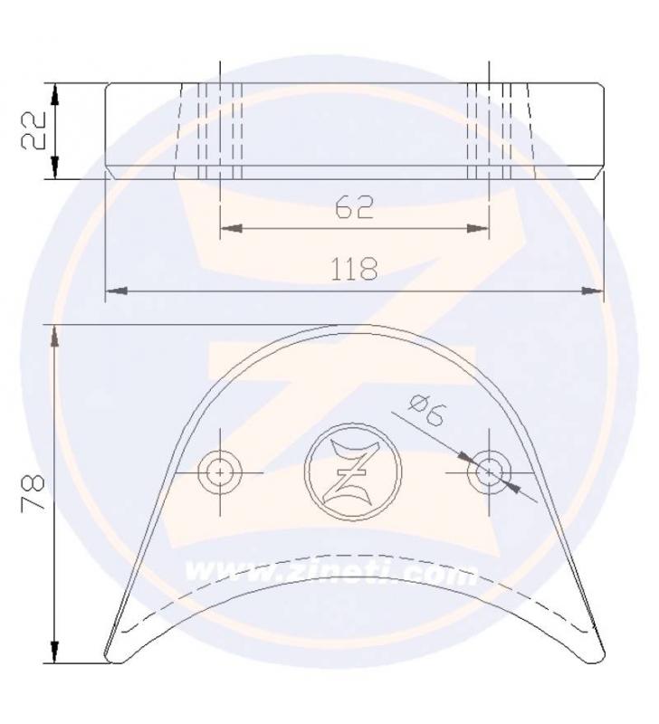 Ánodo medialuna para cola fueraborda Johnson-Evinrude 90-140 HP