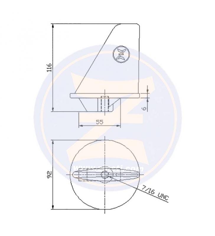 Ánodo aleta larga para fueraborda Mariner 90-140HP Zineti