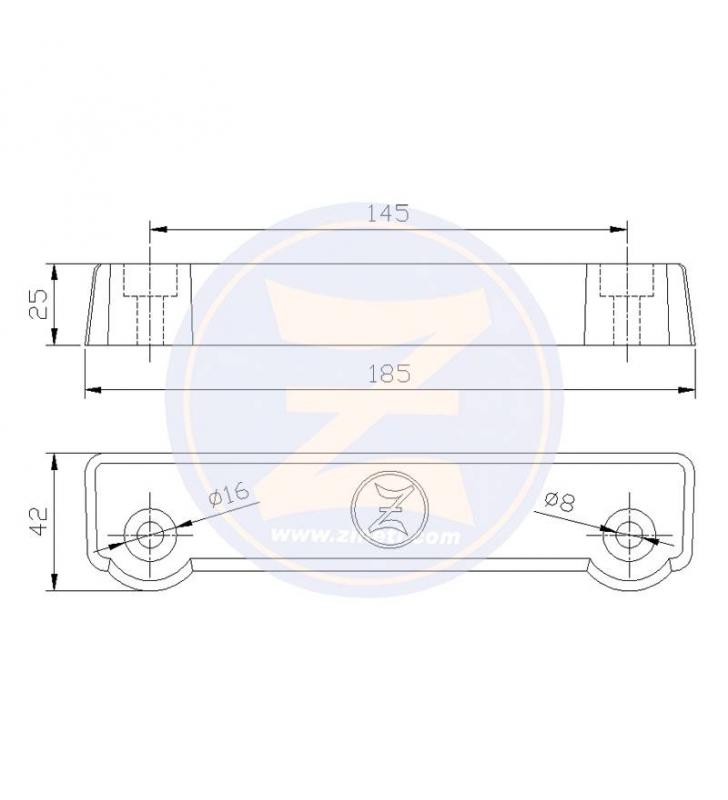 Ánodo barra soporte de cola Volvo Penta AQ 200-285 Zineti