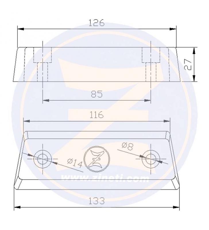 Ánodo transom Volvo Penta AQ 280-290.SP Zineti