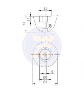 Ánodo ojiva hexagonal para túnel de maniobra 60mm Vetus Zineti
