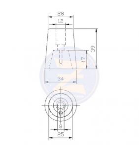 Ánodo tipo cono con chavetero para radice eje de 25mm