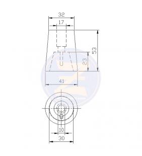 Ánodo Zineti tipo cono para hélice Radice eje de 30mm