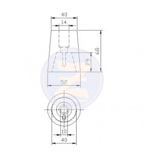 Ánodo Zineti tipo cono para hélice Radice eje de 40mm