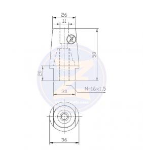 Ánodo Zineti con tuerca de latón para hélice hexagonal Radice Ø25mm