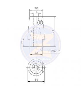 Ánodo Zineti con tuerca de latón para hélice hexagonal Radice Ø30mm