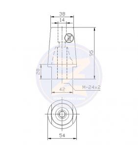 Ánodo Zineti con tuerca de latón para hélice hexagonal Radice Ø40mm
