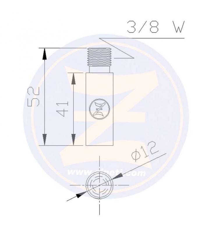 Ánodo de recambio para refrigeración 52x12mm 3/8W Zineti