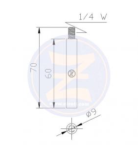 Ánodo de recambio para refrigeración 70x9mm 1/4W Zineti