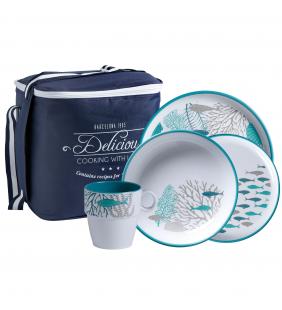 Pack vajilla antideslizante Coastal 6 servicios